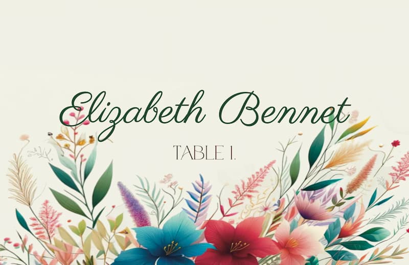 Variety of elegant event card designs with floral and abstract motifs for festive table decoration.