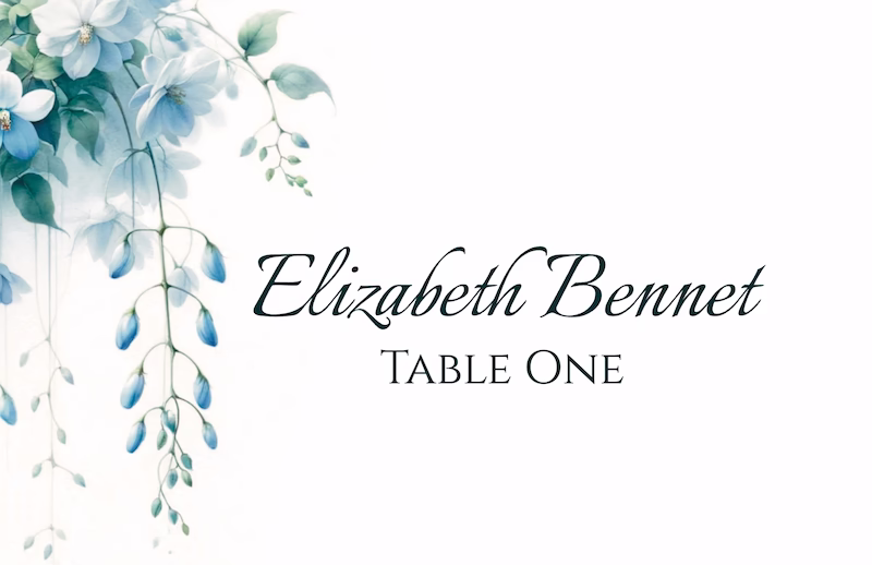 Variety of elegant event card designs with floral and abstract motifs for festive table decoration.